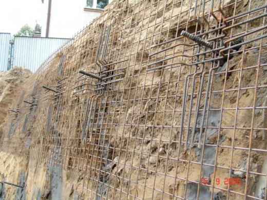 Strengthening of a slope preparing for construction of a commercial and apartment building