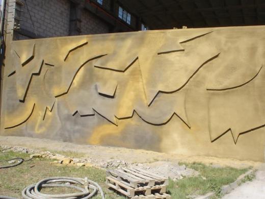 Example of surface shaping possibilities offered by shotcrete application