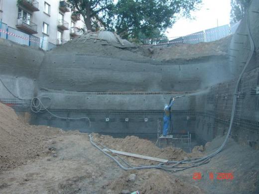 Strengthening of a slope preparing for construction of a commercial and apartment building